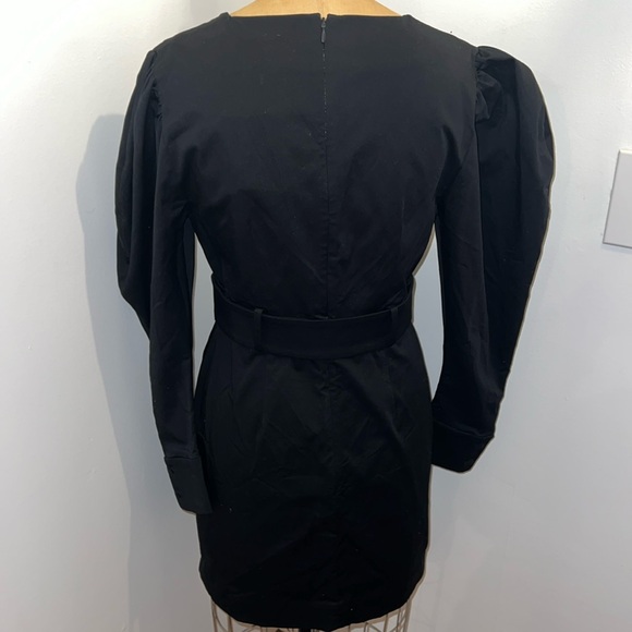 & Other Stories 3/4 Length Longsleeve Puff Shoulders V-Neck Belted Dress 8 NWT - Picture 5 of 7